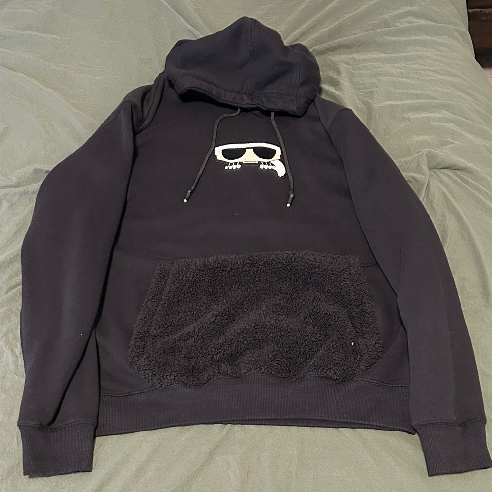Karl Lagerfeld Black Hoodie with Iconic Graphic